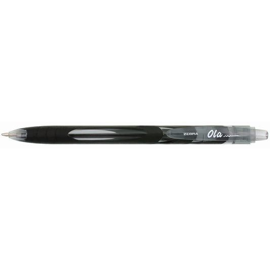 Stylo à bille rétractable Zebra Ola - Noir - Lot de 12
