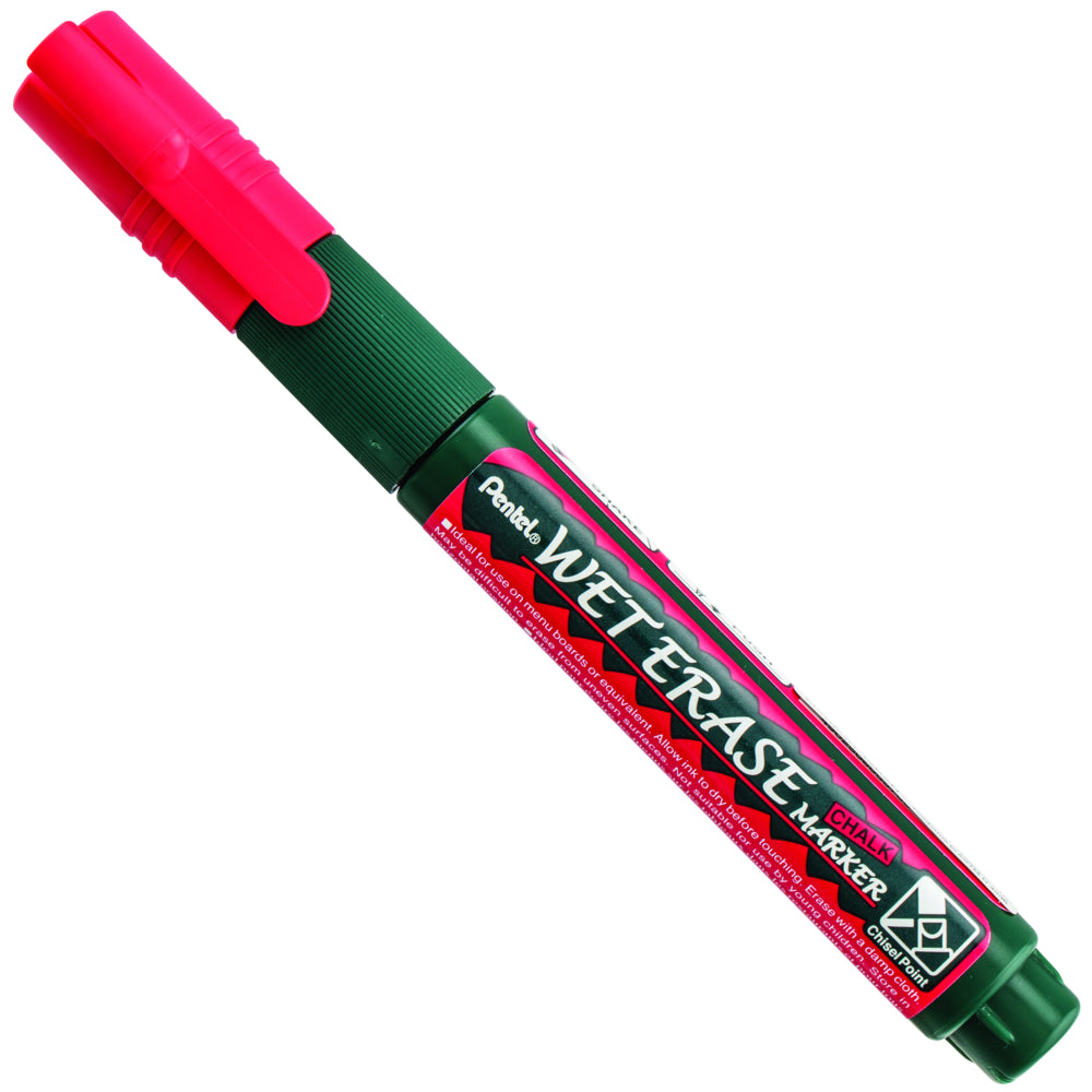 Pentel Arts Wet Erase Chalk Marker - Small Chisel Tip - Red Ink