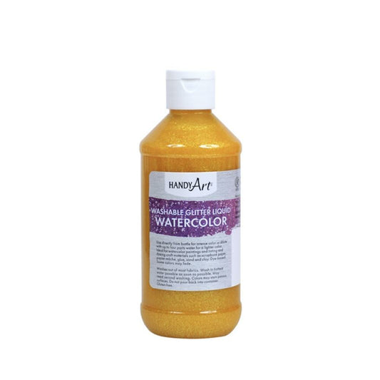 Handy Art Washable Glitter Liquid Watercolors, Yellow, 237ml