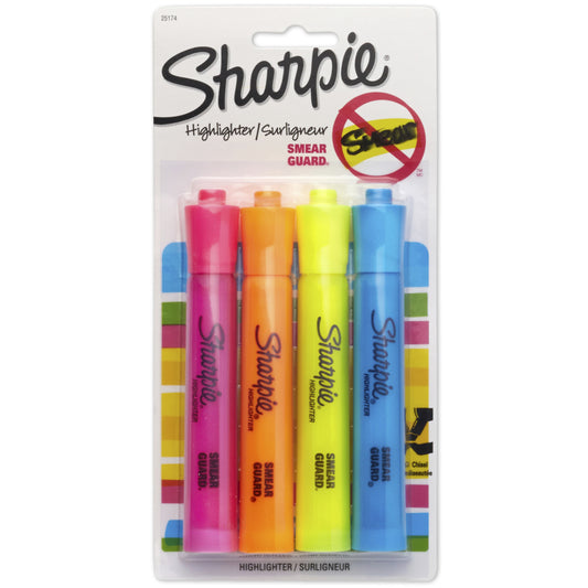 Sharpie Accent Chisel Tip Tank-Style Highlighters - Assorted Colours - 4 Pack