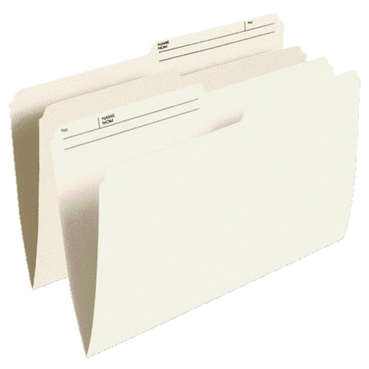 Oxford File Folders with 1/2 Cut Tab - Legal Size - Ivory - 100 Pack