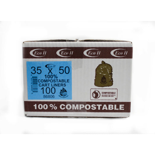 Eco II Compostable Garbage Bags - Regular - 35" l x 50" L - Frosted - 100 Pack