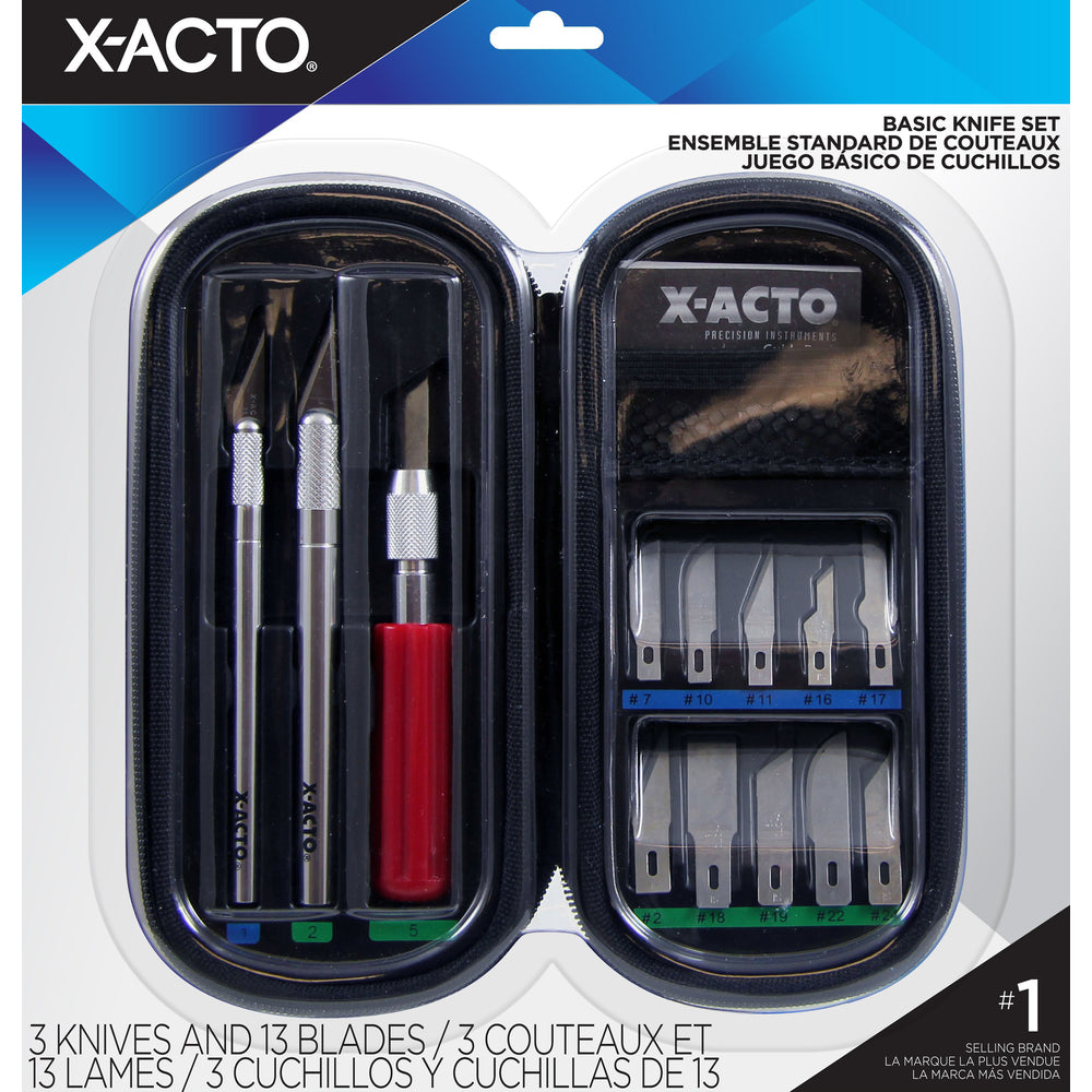 X-ACTO Compression Basic Knife Set, 3 Knives, 13 Blades, Soft Carry Case, 17 Count (X5285)