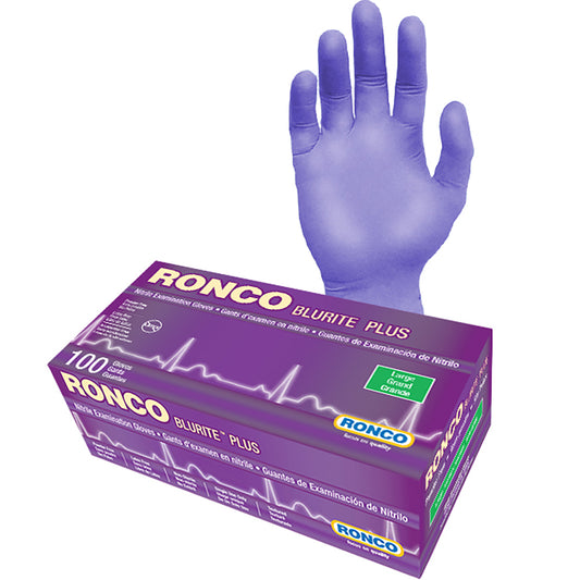 Ronco Blurite Nitrile Gloves - Purple - Large - 100 Pack