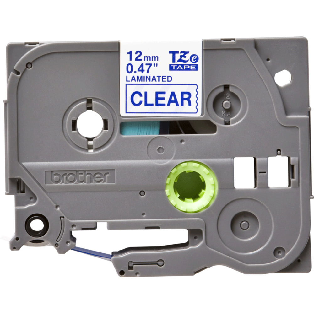 Brother Genuine TZe133 Laminated Tape for P-Touch Label Makers - 12 mm W x 8 m L - Blue on Clear