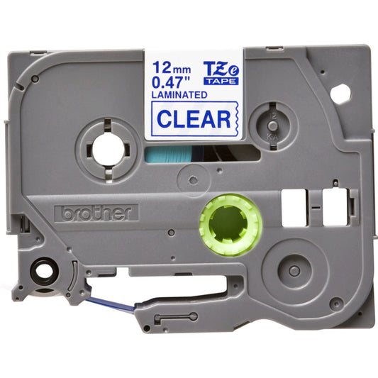 Brother Genuine TZe133 Laminated Tape for P-Touch Label Makers - 12 mm W x 8 m L - Blue on Clear