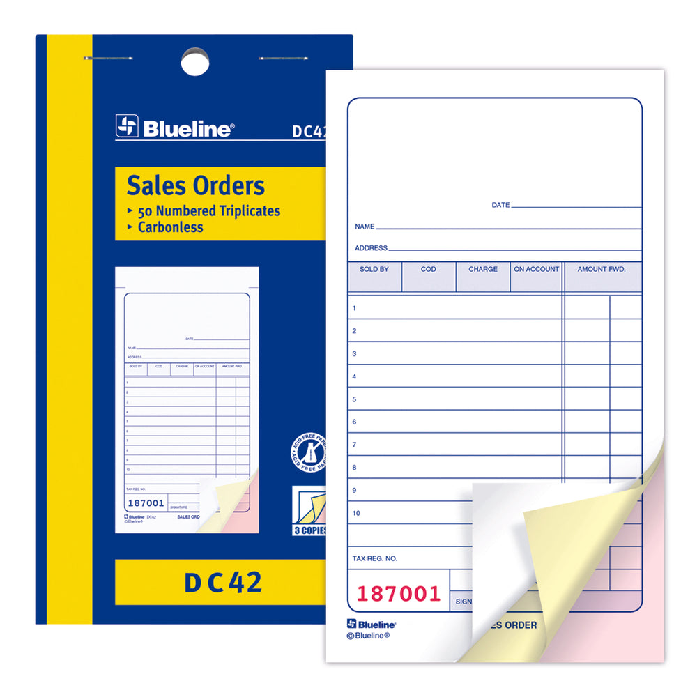 Blueline DC42 English Sales Orders Book - 50 Triplicates