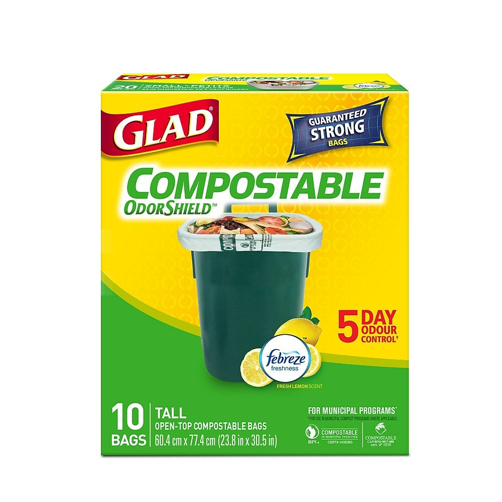 Glad Compostable Bags - Tall - Lemon Scent - 10 Pack