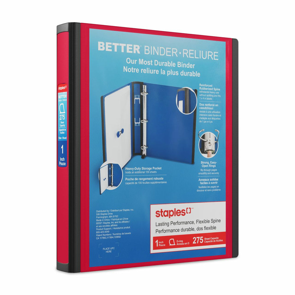 Classeur Staples Better Binder - 1" - Rouge