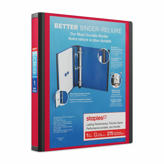 Classeur Staples Better Binder - 1" - Rouge