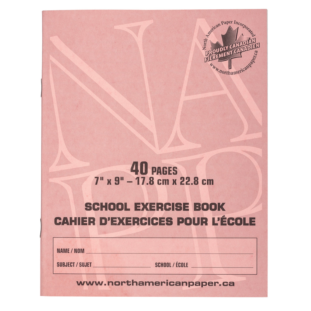 Cahiers d'exercices North American Paper Inc. - 7" x 9" - Ligné 5/16" - Page gauche vierge - 40 pages - Paquet de 25
