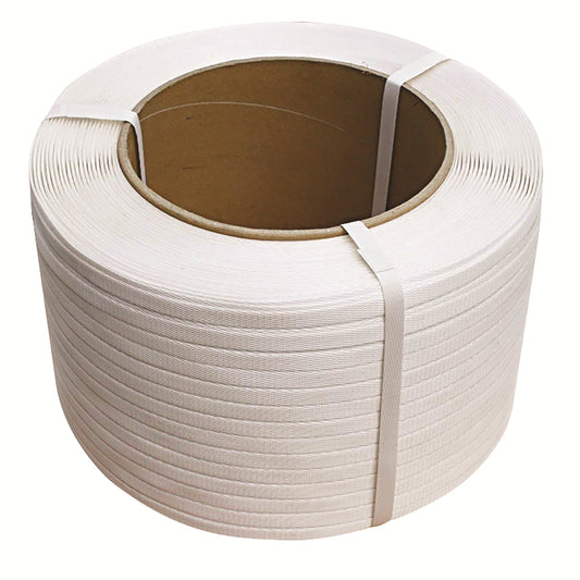Ruban de cerclage en polypropylène SPC pour machine à cercler - 3/8" - 8" x 8" - Blanc - Paquet de 24