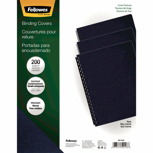 Couvertures de présentation Fellowes Expressions Linen - Grandes tailles - Bleu marine - Paquet de 200