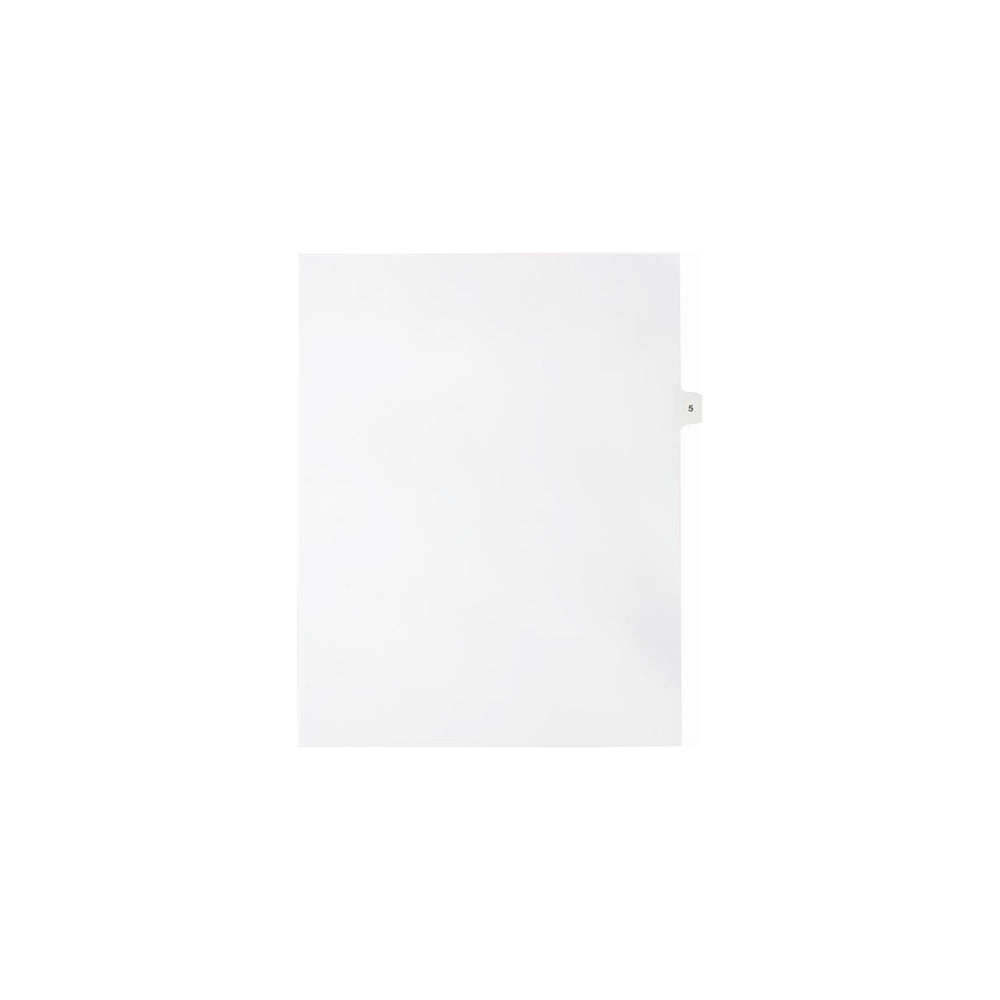Sterling Numeric Singles Tabs, #5, White, Letter Size, 1/25th Cut, 25/pk