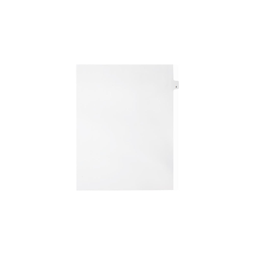Sterling Numeric Singles Tabs, #4, White, Letter Size, 1/25th Cut, 25/pk