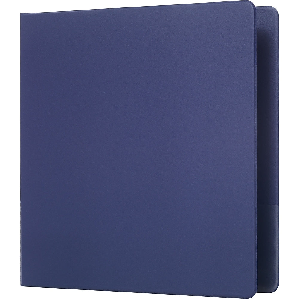 Classeur standard Staples avec porte-étiquette et anneaux en D - 1-1/2" - Bleu