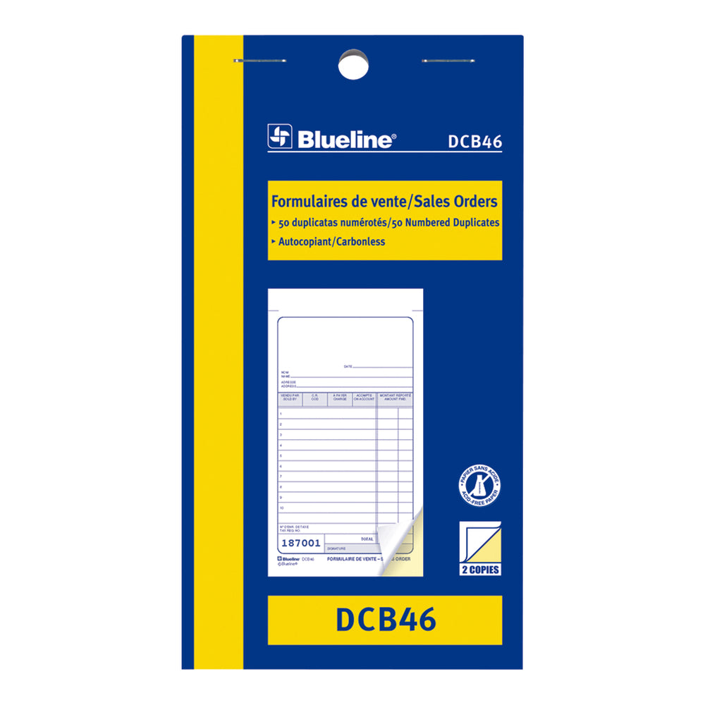 Blueline 2 Part NCR Sales Book - 3-1/2" x 6-1/2" - Bilingual