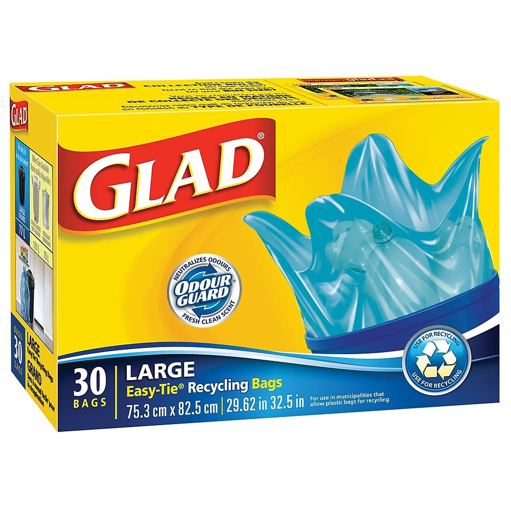 Glad Blue Recycling Bags, Large, 90 L, 30 Bags Pack (CL11578)