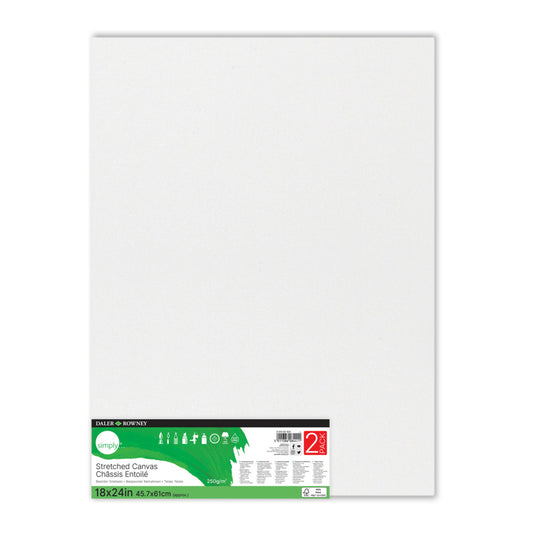 Daler-Rowney Simply - Toile tendue - 45,7 cm (l) x 61 cm (h) - Blanc - Lot de 2
