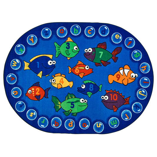 Carpets for Kids Fishing for Literacy Oval Rug - 8' x 12'