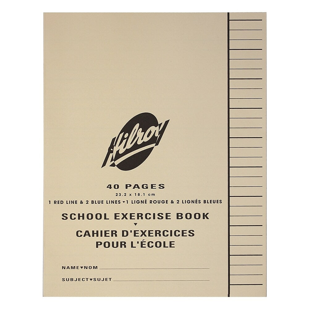 Cahier d'exercices Hilroy School - 1 ligne rouge et 2 lignes bleues - 40 pages - Paquet de 25