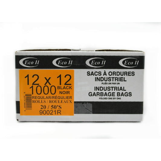 ECO II Garbage Bags In Rolls - Regular - 12" l x 12" L - Black - 1000 Pack