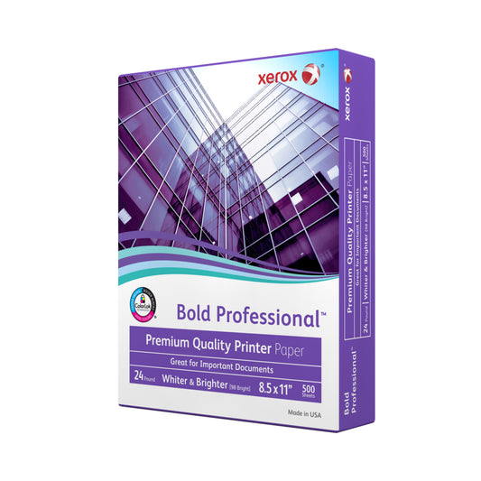 Papier d'impression Xerox Bold Professional, qualité supérieure, certifié FSC, 24 lb, 8,5" x 11", blanc, 500 feuilles (3R13038)