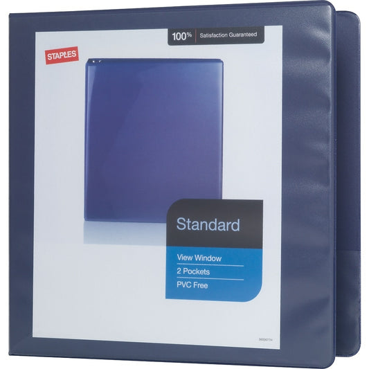 Staples Standard View Binder with D-Rings - 2" - Blue