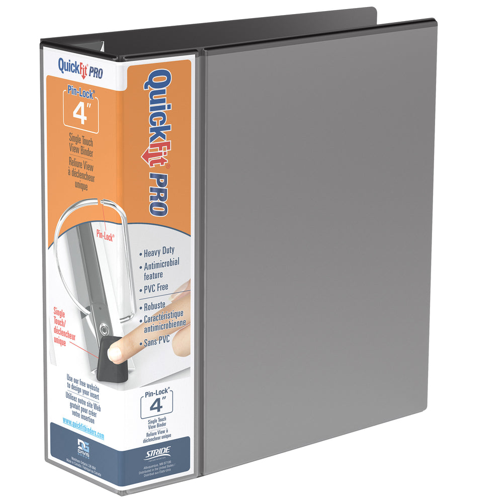 Davis Group QuickFit Pro HD Single Touch Pin-Lock 4" View Binder - Black