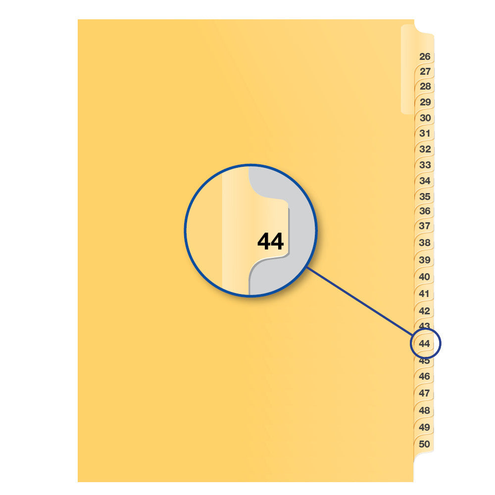 Legal Exhibit Dividers Buff #44 Letter Size, Pack of 25