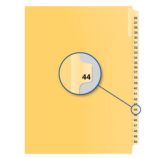 Legal Exhibit Dividers Buff #44 Letter Size, Pack of 25