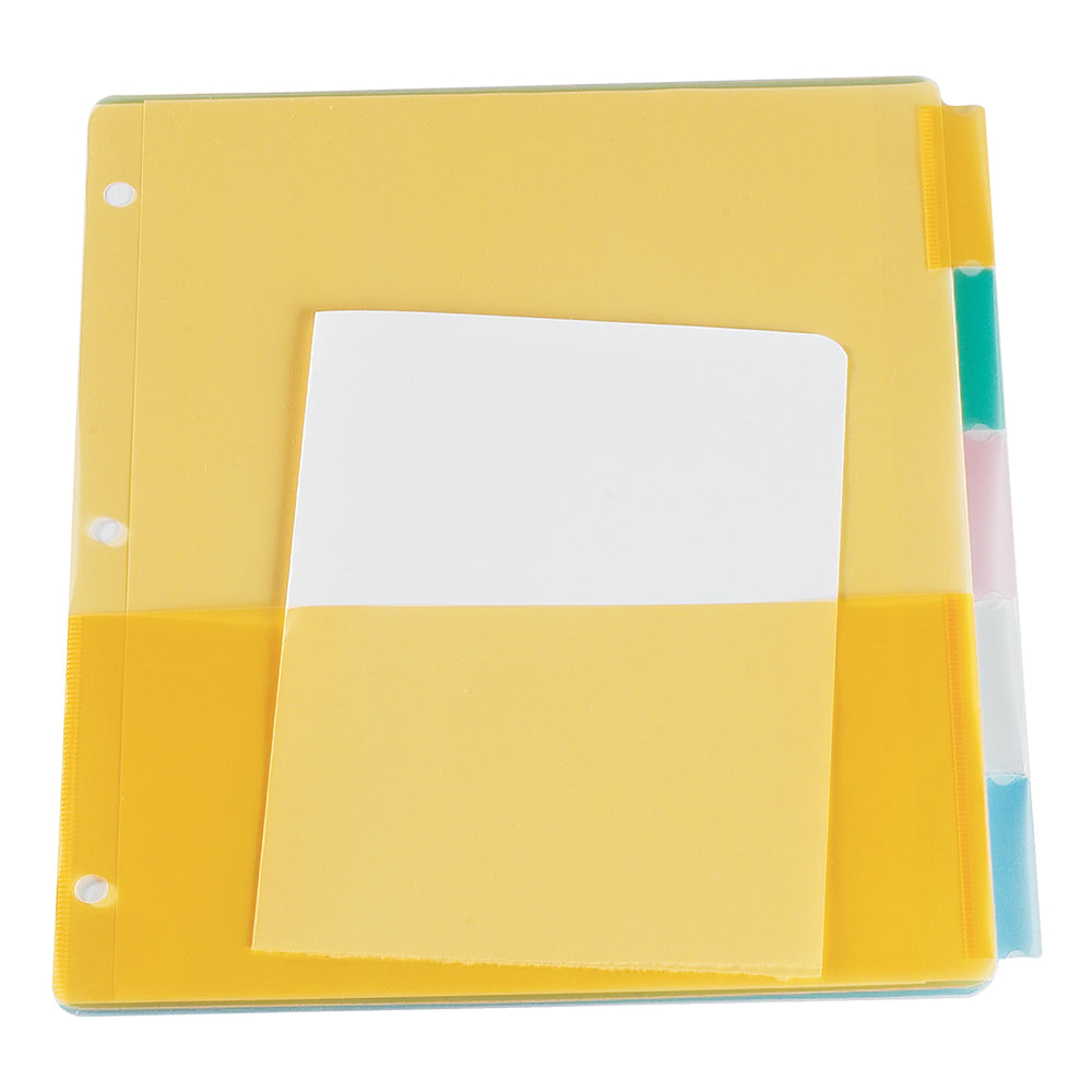 Oxford Poly Insertable Tab Dividers with Pocket - 5 Tab - Letter Size - Assorted Colours