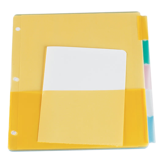 Oxford Poly Insertable Tab Dividers with Pocket - 5 Tab - Letter Size - Assorted Colours