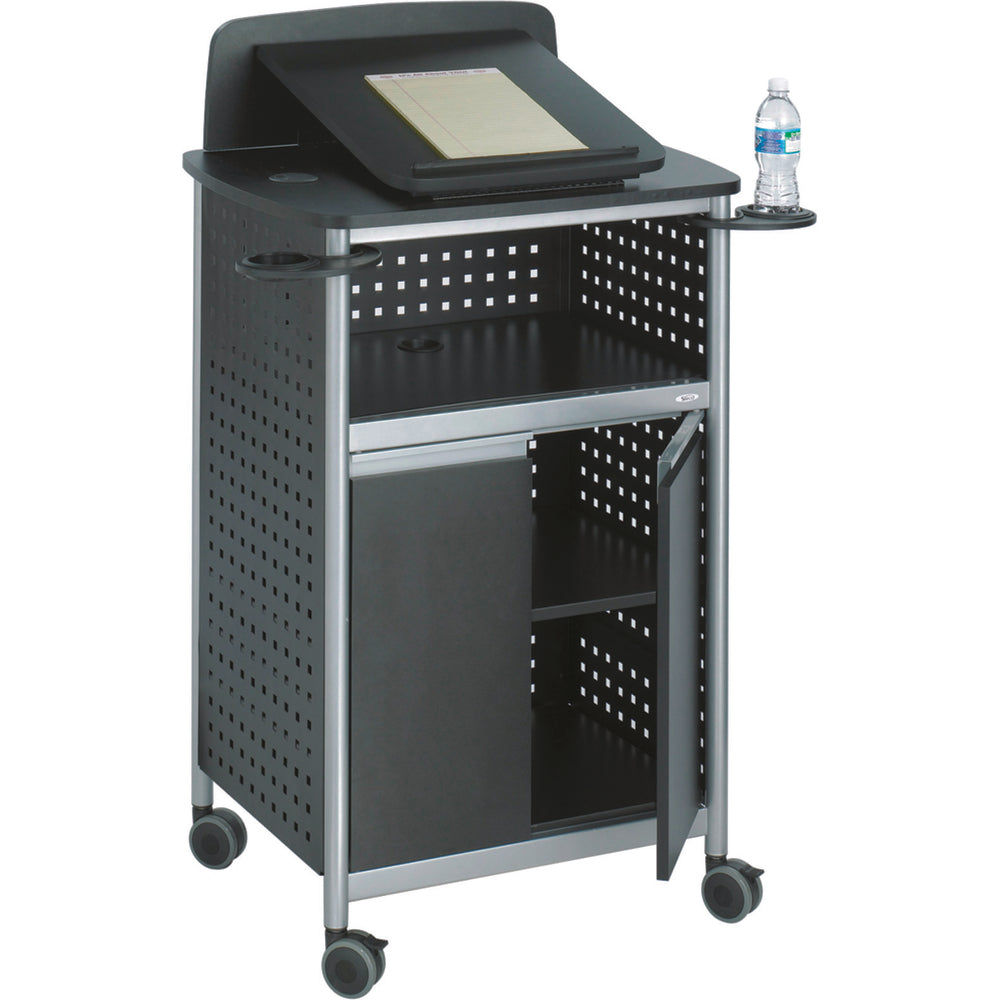 Pupitre mobile polyvalent Scoot, acier et plastique, noir, 72 cm (L) x 56 cm (P) x 125 cm (H).