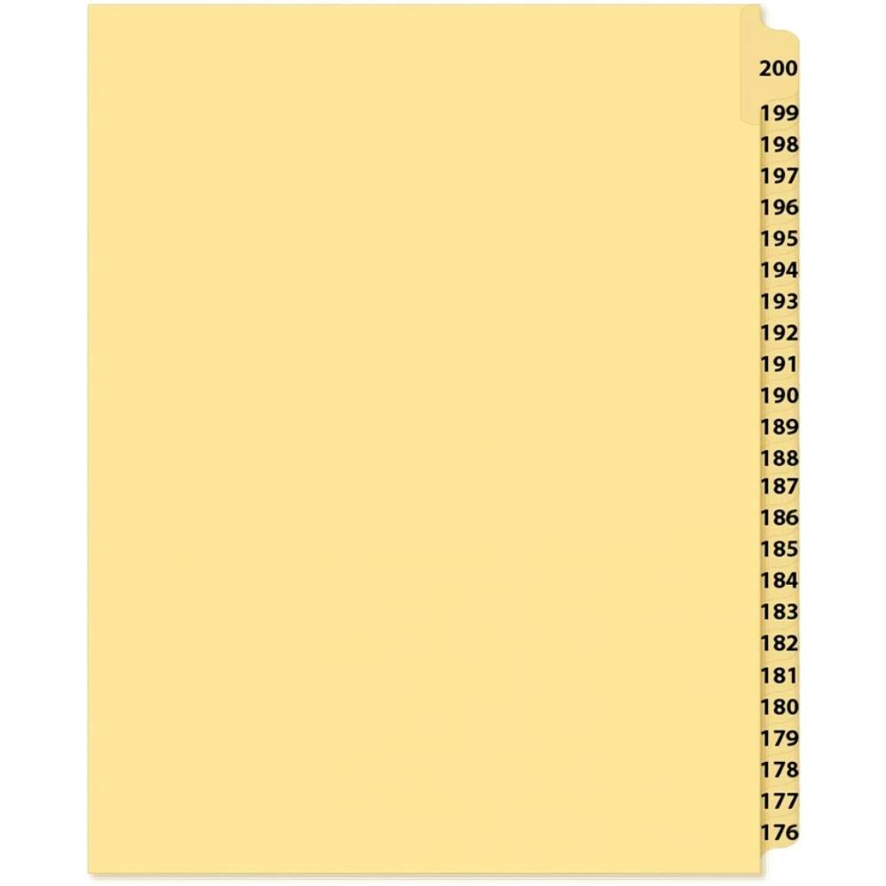 Supreme Litigation Tabs 25th Cut Reverse Numeric Set 11" Buff #200-176