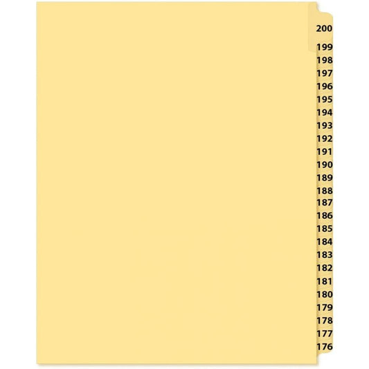 Supreme Litigation Tabs 25th Cut Reverse Numeric Set 11" Buff #200-176