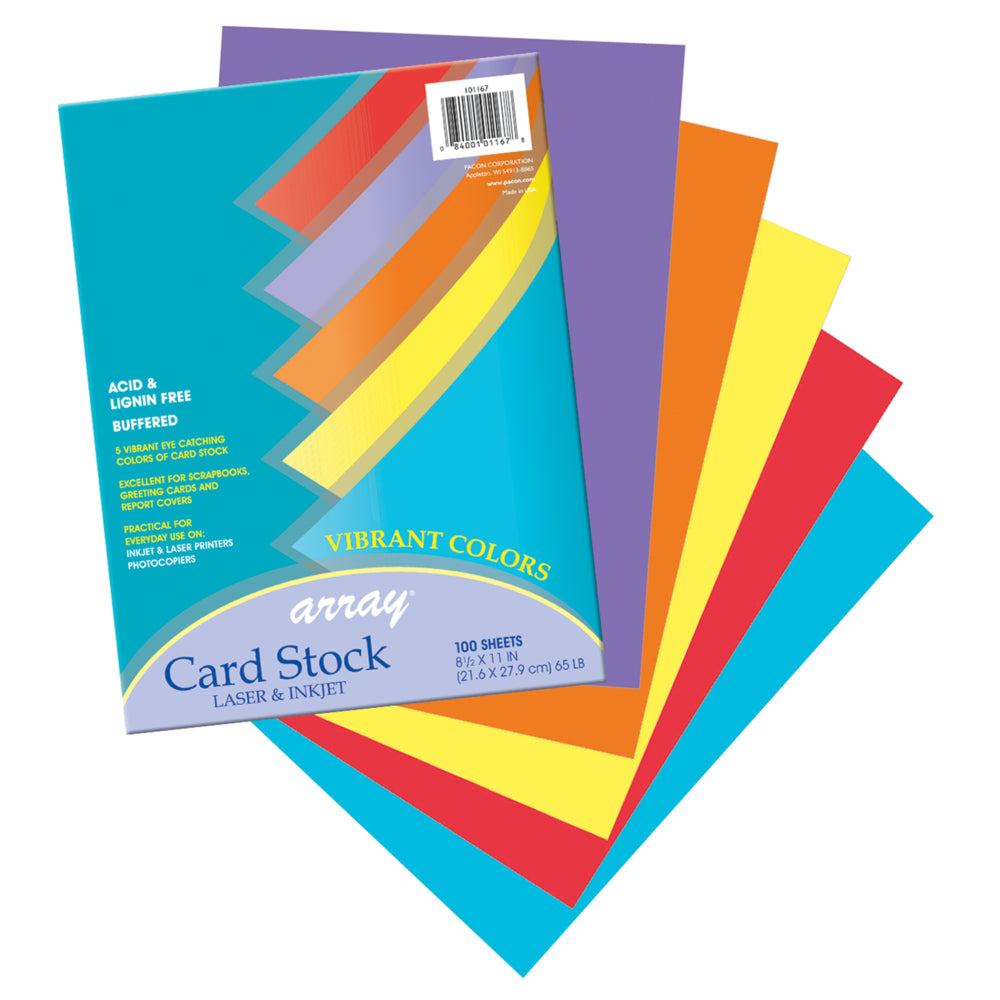 Papier cartonné Pacon Vibrant, couleurs assorties, 21,5 x 27,9 cm, 100 feuilles/paquet