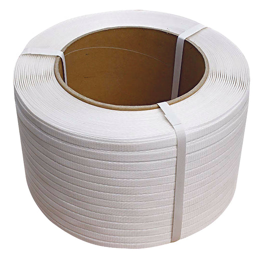 Ruban de cerclage en polypropylène SPC pour machine à cercler - 1/2" - 8" x 8" - Blanc - Paquet de 24