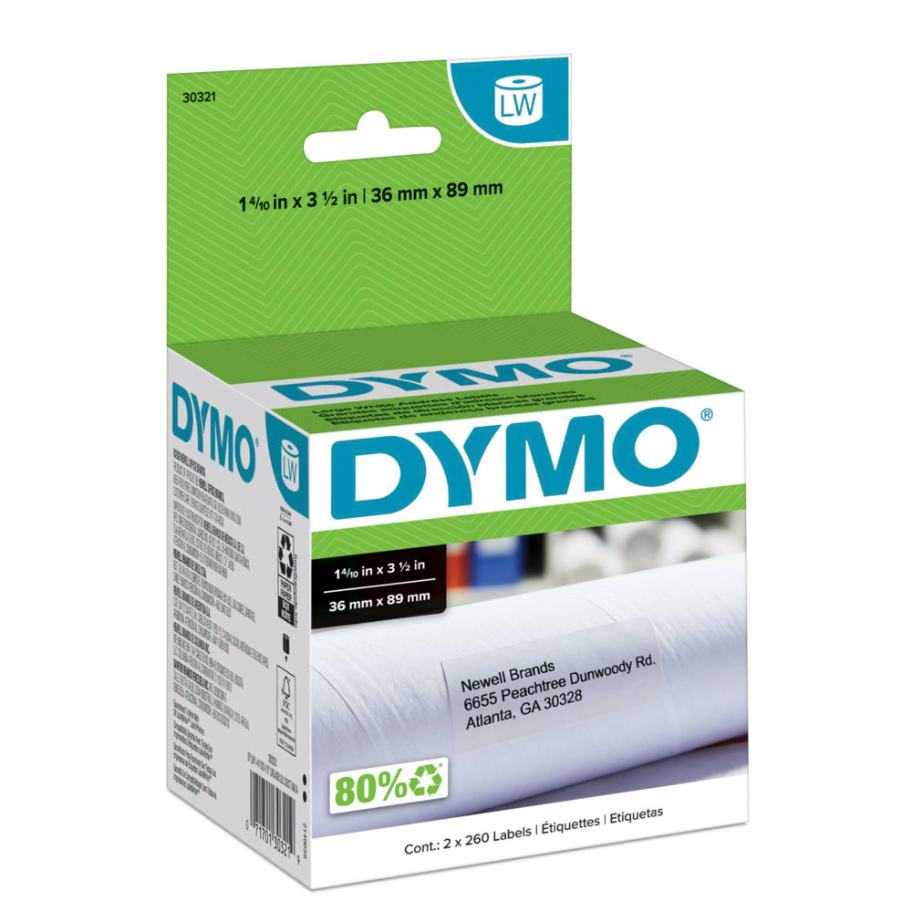 Étiquettes d'adresse DYMO LabelWriter de grande taille, 1-2/5" x 3-1/2"