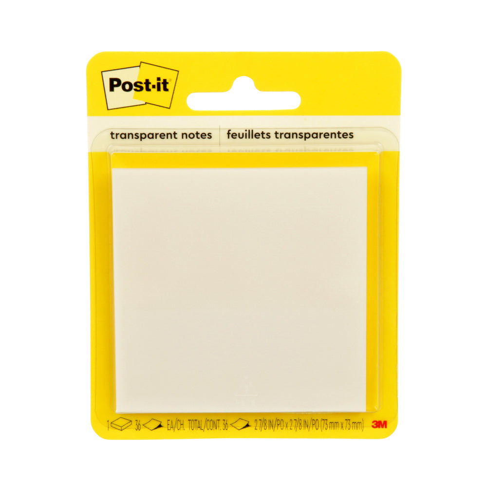 Notes transparentes Post-it - 2-7/8" x 2-7/8" - 36 feuilles