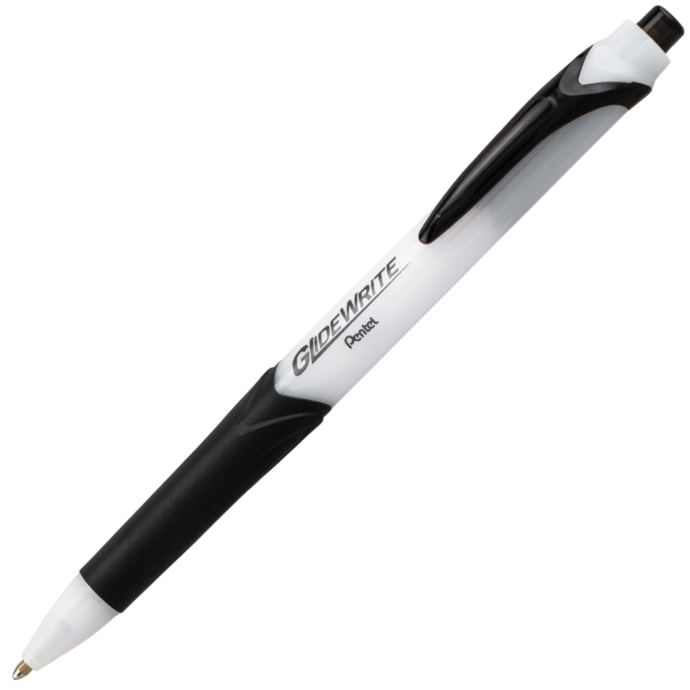 Pentel GlideWrite Ballpoint Pen with TechnIFlo Ink - 1.0mm Bold Point - Black Ink - 12 Pack