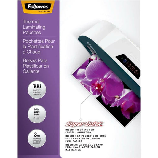 Fellowes SuperQuick Laminating Pouches - Letter Size - 3 mil - 100 Pack