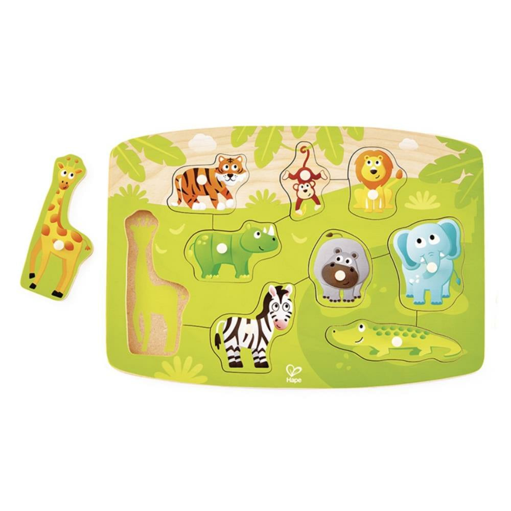 Hape Jungle Peg Puzzle, 11.6"L, 0.7"W, 8.2"H, 10/Set