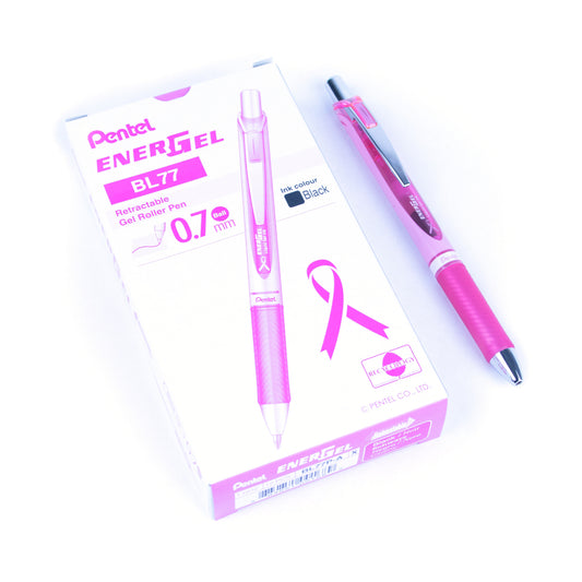 EnerGel Retractable Refillable Super-Smooth Gel Pen with Grip - 0.7mm - Pink - Black Ink - 12 Pack