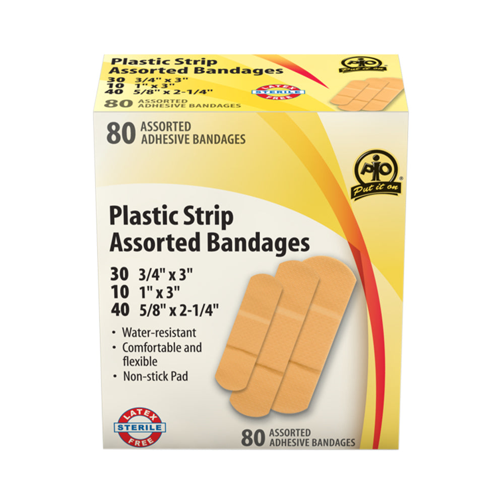 Pansements en plastique Wasip assortis - Paquet de 80
