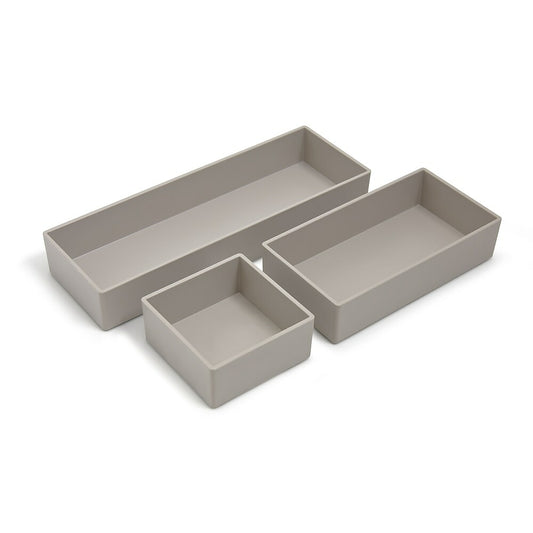 TRU RED 3 Piece Plastic Drawer Organizer - Grey