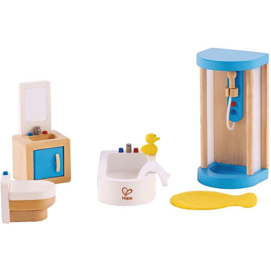 Meubles de salle de bain pour maison de poupée Hape Family, 7 pièces