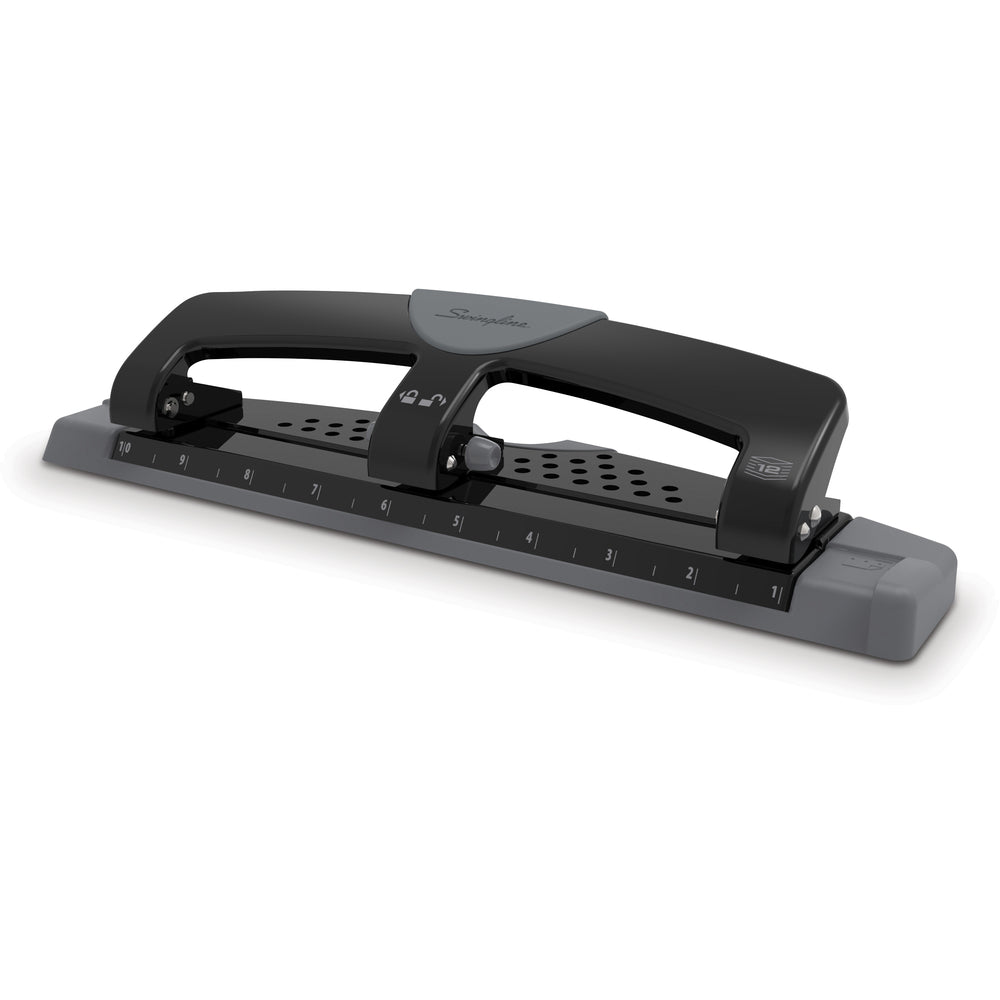 Swingline SmartTouch Low Force 3-Hole Punch - 12 Sheet Capacity - 9/32" Hole Size - Black