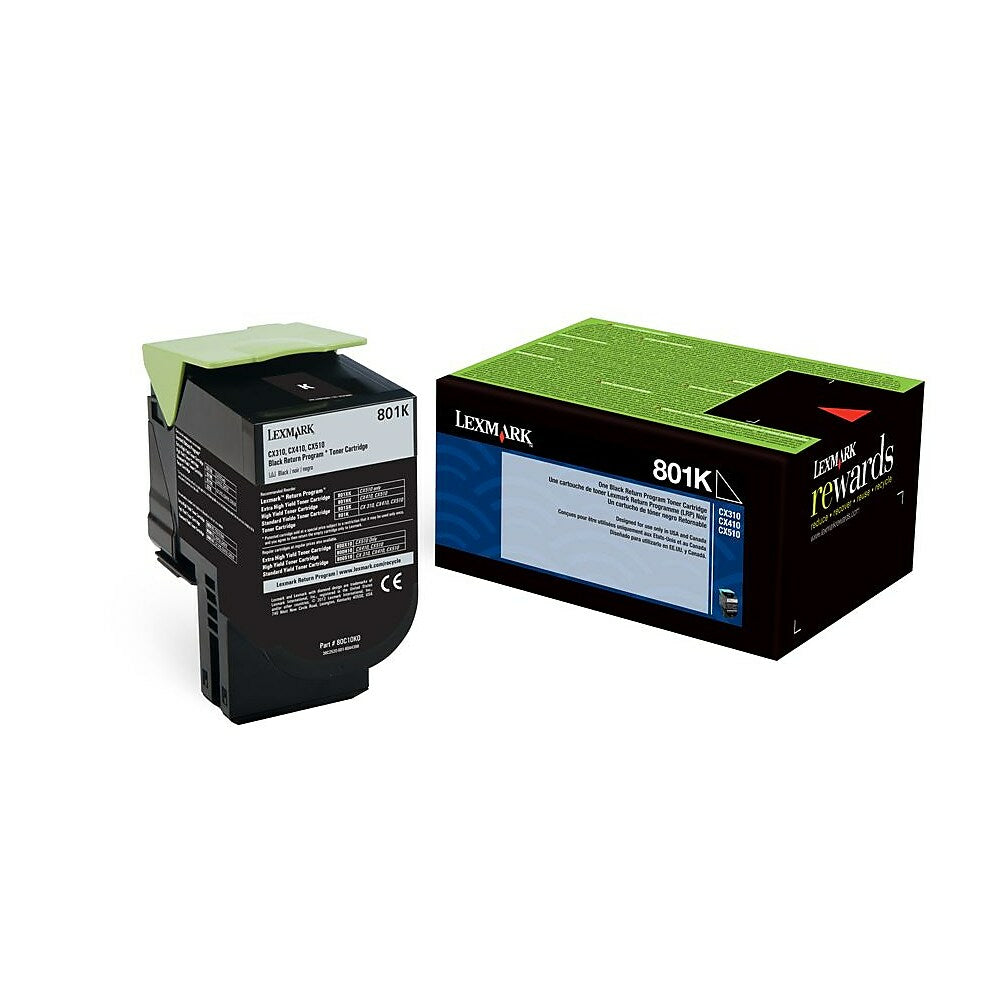 Cartouche de toner noir Lexmark 801K (80C10K0)