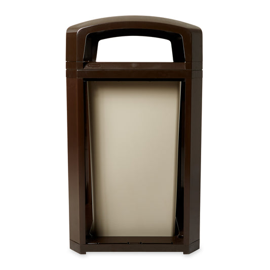 Conteneur Rubbermaid Commercial Landmark Series 50 gallons à cadre en dôme classique avec doublure rigide - Pebble